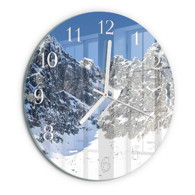 Horloge ronde Hiver en montagne