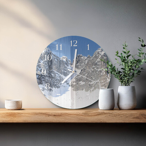 Horloge ronde Hiver en montagne