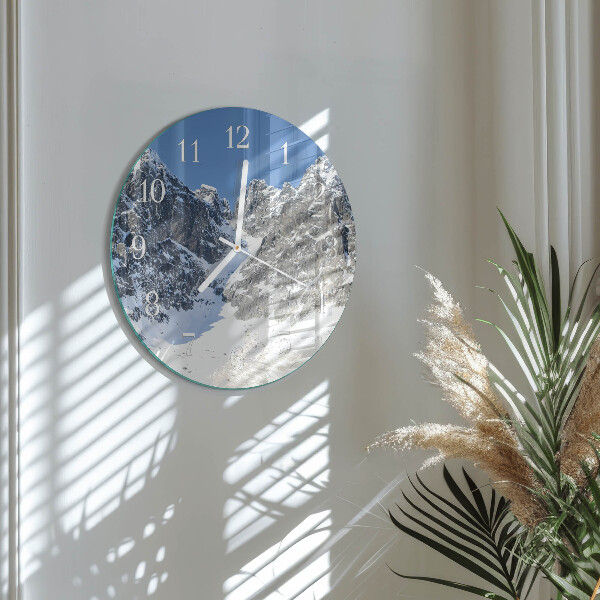 Horloge ronde Hiver en montagne