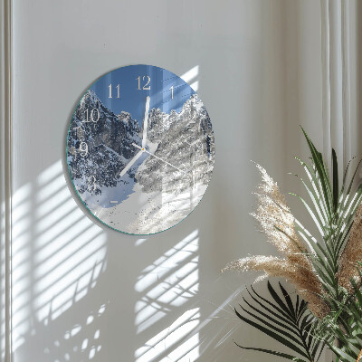 Horloge ronde Hiver en montagne