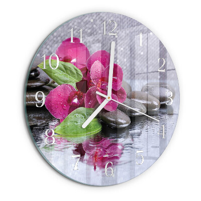 Horloge ronde Orchidée