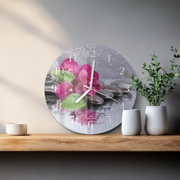 Horloge ronde Orchidée