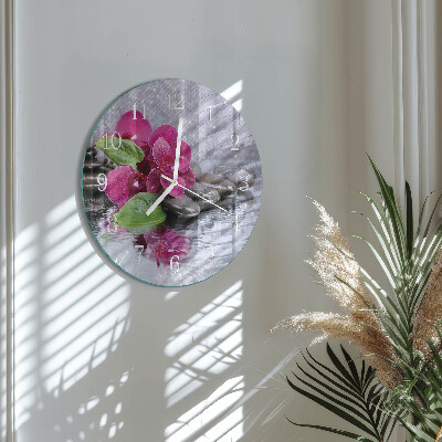 Horloge ronde Orchidée
