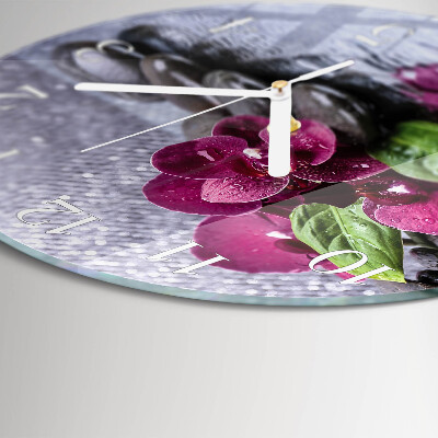 Horloge ronde Orchidée