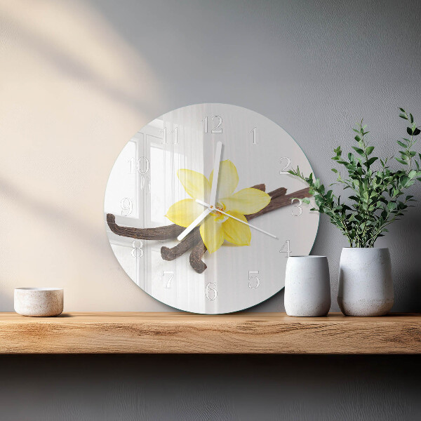 Horloge ronde Orchidée vanille