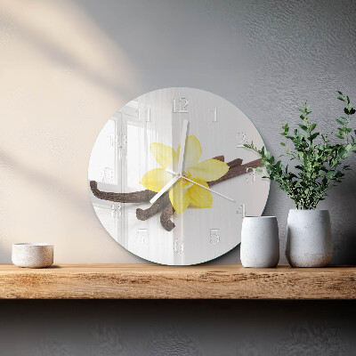 Horloge ronde Orchidée vanille