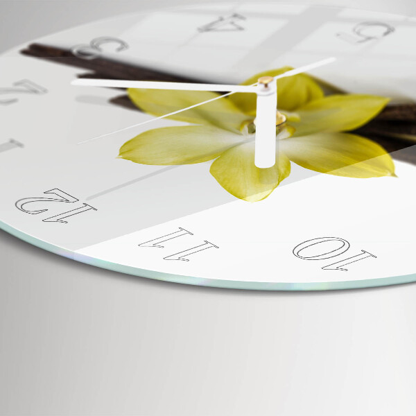 Horloge ronde Orchidée vanille