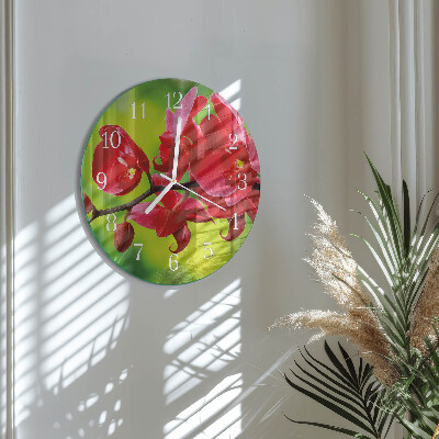 Horloge ronde Orchidée