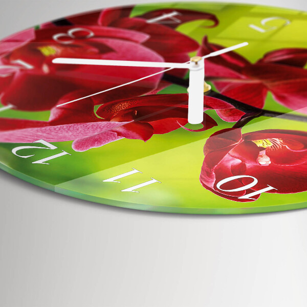 Horloge ronde Orchidée