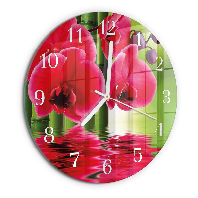 Horloge ronde Orchidée