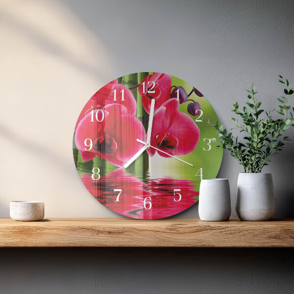 Horloge ronde Orchidée