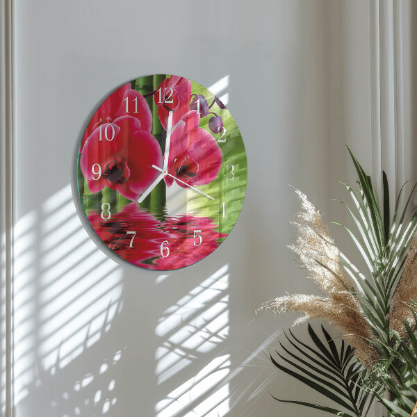 Horloge ronde Orchidée