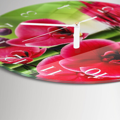 Horloge ronde Orchidée