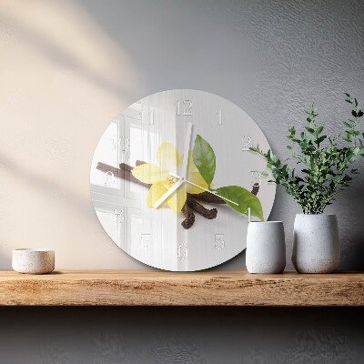 Horloge ronde Orchidée vanille