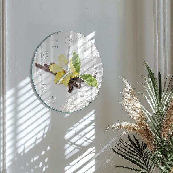 Horloge ronde Orchidée vanille