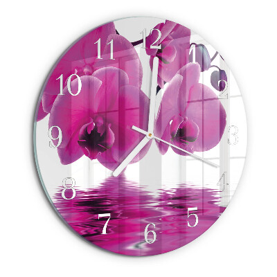 Horloge ronde Orchidée