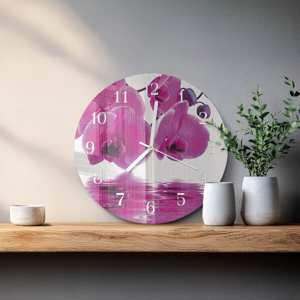 Horloge ronde Orchidée