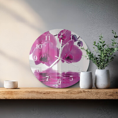 Horloge ronde Orchidée