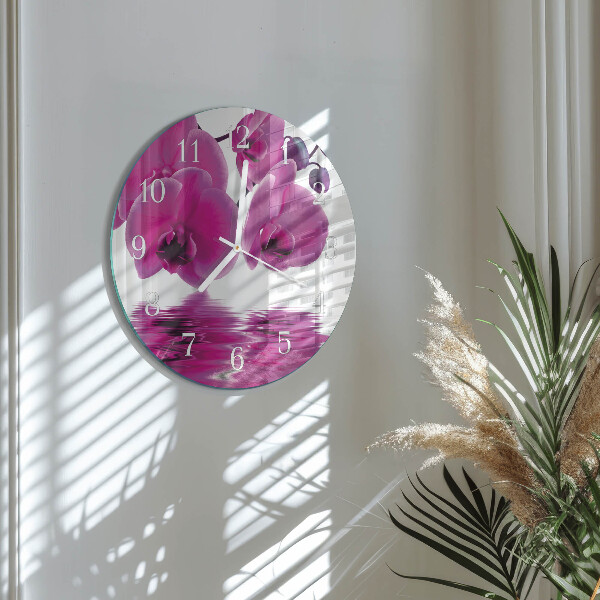 Horloge ronde Orchidée