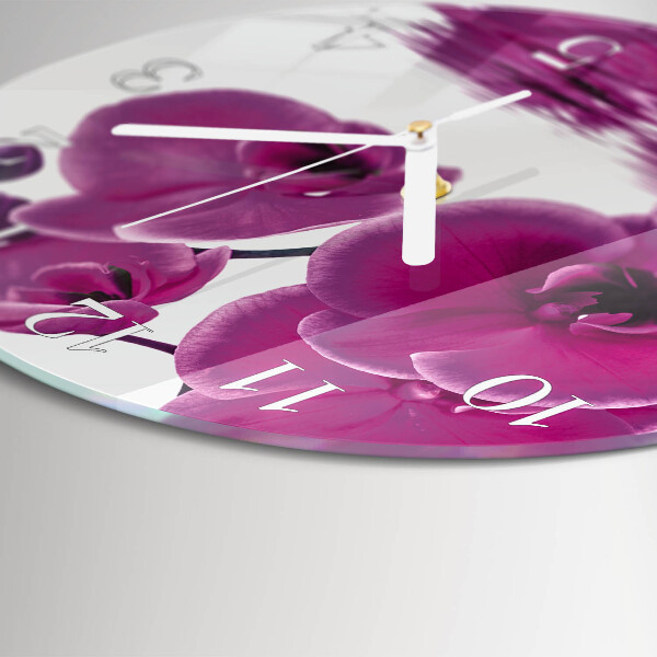 Horloge ronde Orchidée