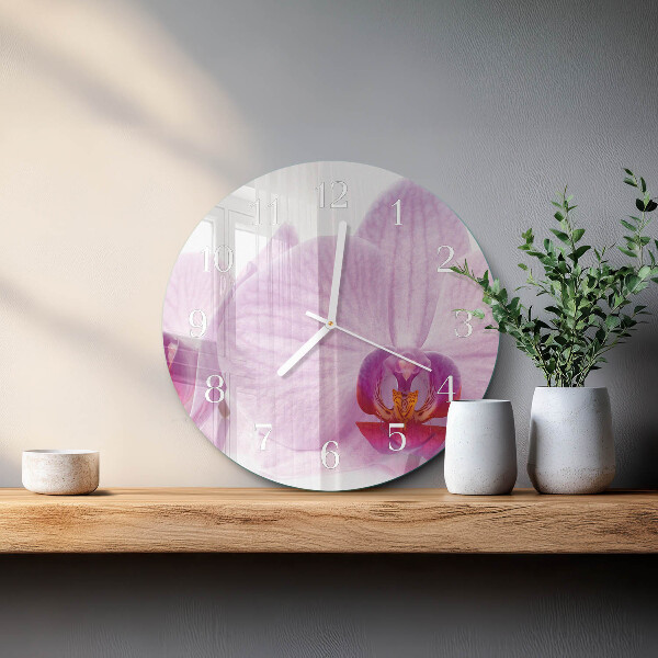 Horloge ronde Orchidée