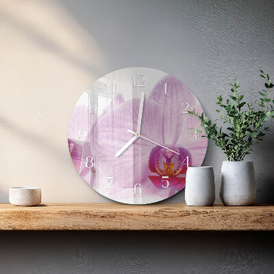 Horloge ronde Orchidée