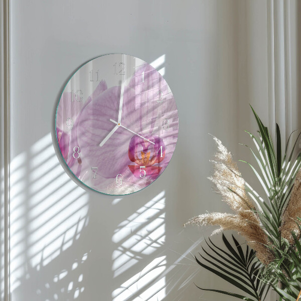 Horloge ronde Orchidée