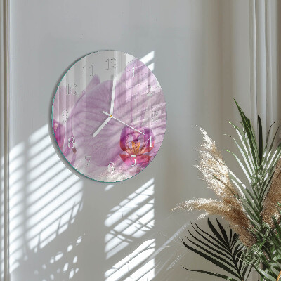 Horloge ronde Orchidée