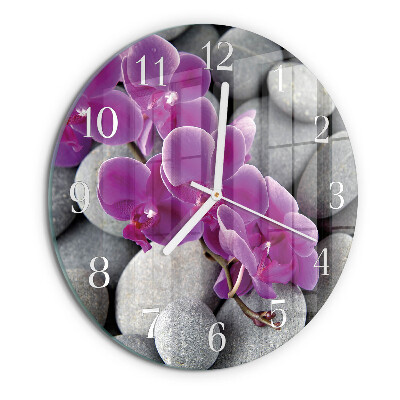 Horloge ronde Pierres d'orchidées