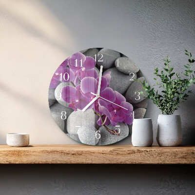 Horloge ronde Pierres d'orchidées