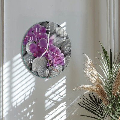 Horloge ronde Pierres d'orchidées