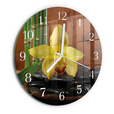 Horloge ronde Orchidée bambou