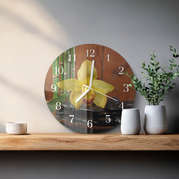 Horloge ronde Orchidée bambou