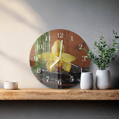 Horloge ronde Orchidée bambou