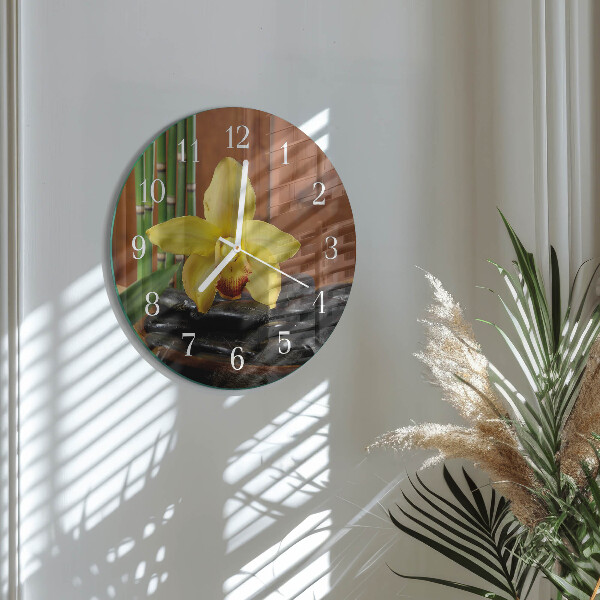 Horloge ronde Orchidée bambou