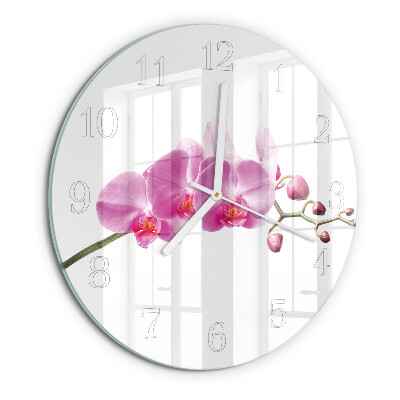 Horloge ronde Orchidée
