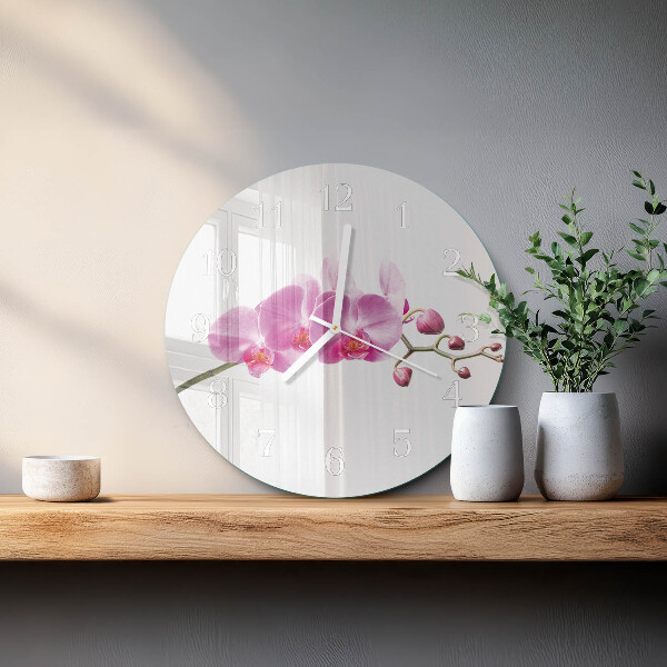 Horloge ronde Orchidée