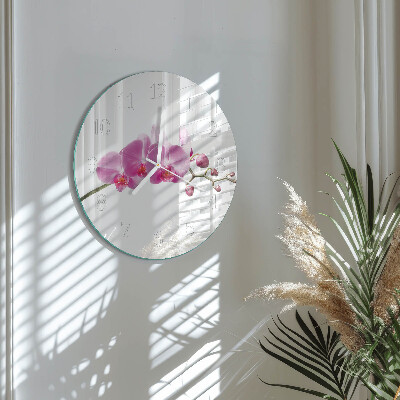 Horloge ronde Orchidée