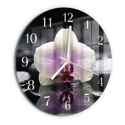 Horloge ronde Orchidée