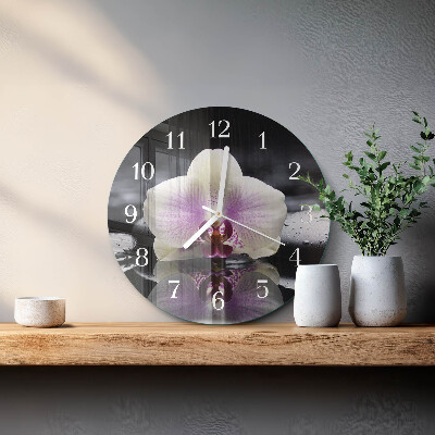 Horloge ronde Orchidée