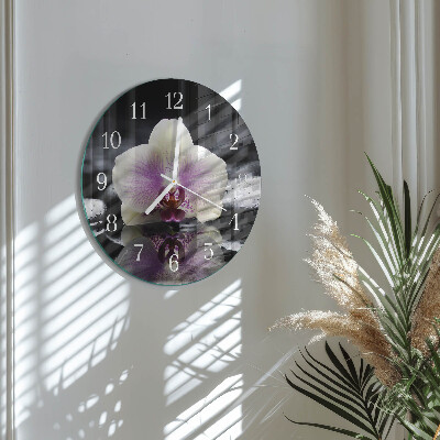 Horloge ronde Orchidée