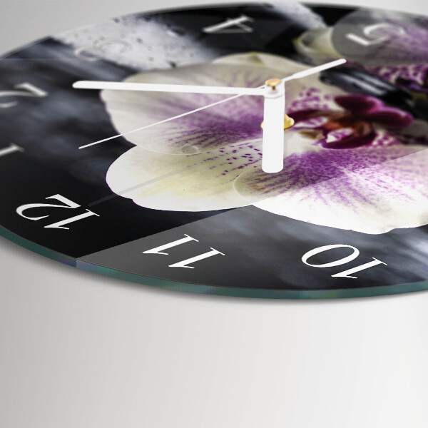 Horloge ronde Orchidée