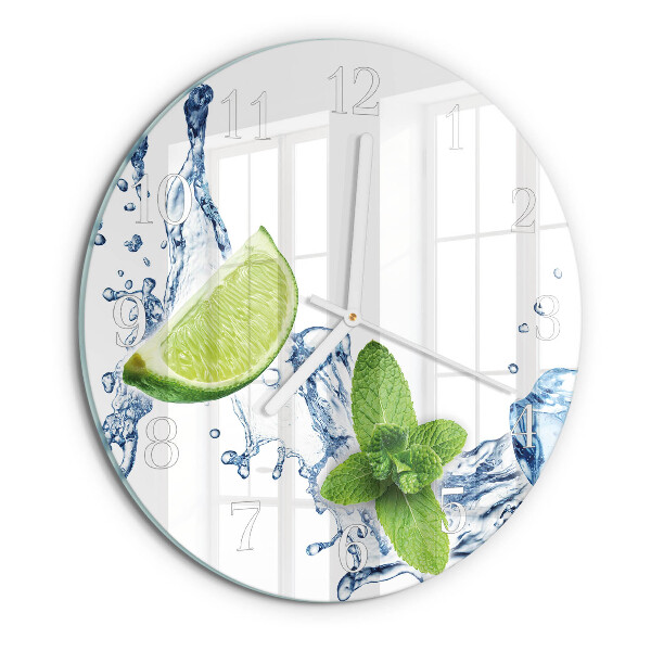 Horloge ronde Menthe et citron vert