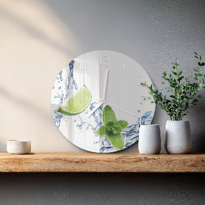 Horloge ronde Menthe et citron vert