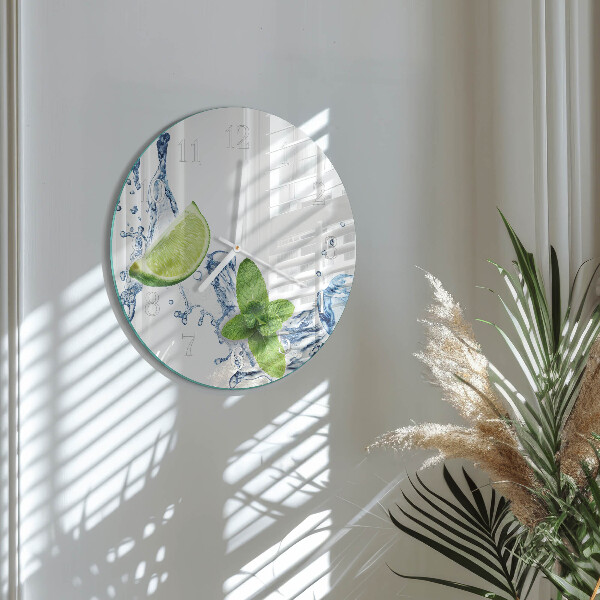 Horloge ronde Menthe et citron vert