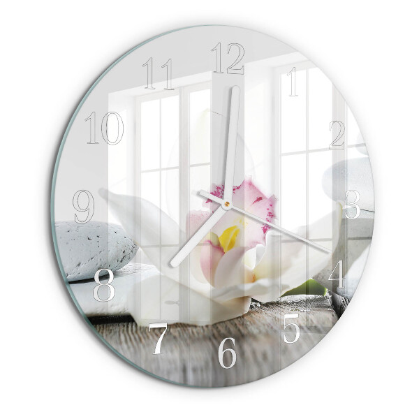 Horloge ronde Orchidée