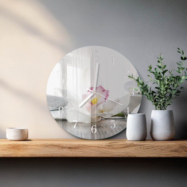 Horloge ronde Orchidée