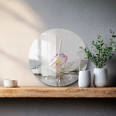 Horloge ronde Orchidée