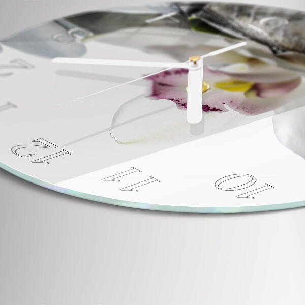 Horloge ronde Orchidée