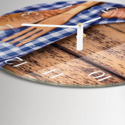 Horloge ronde Bois et couverts